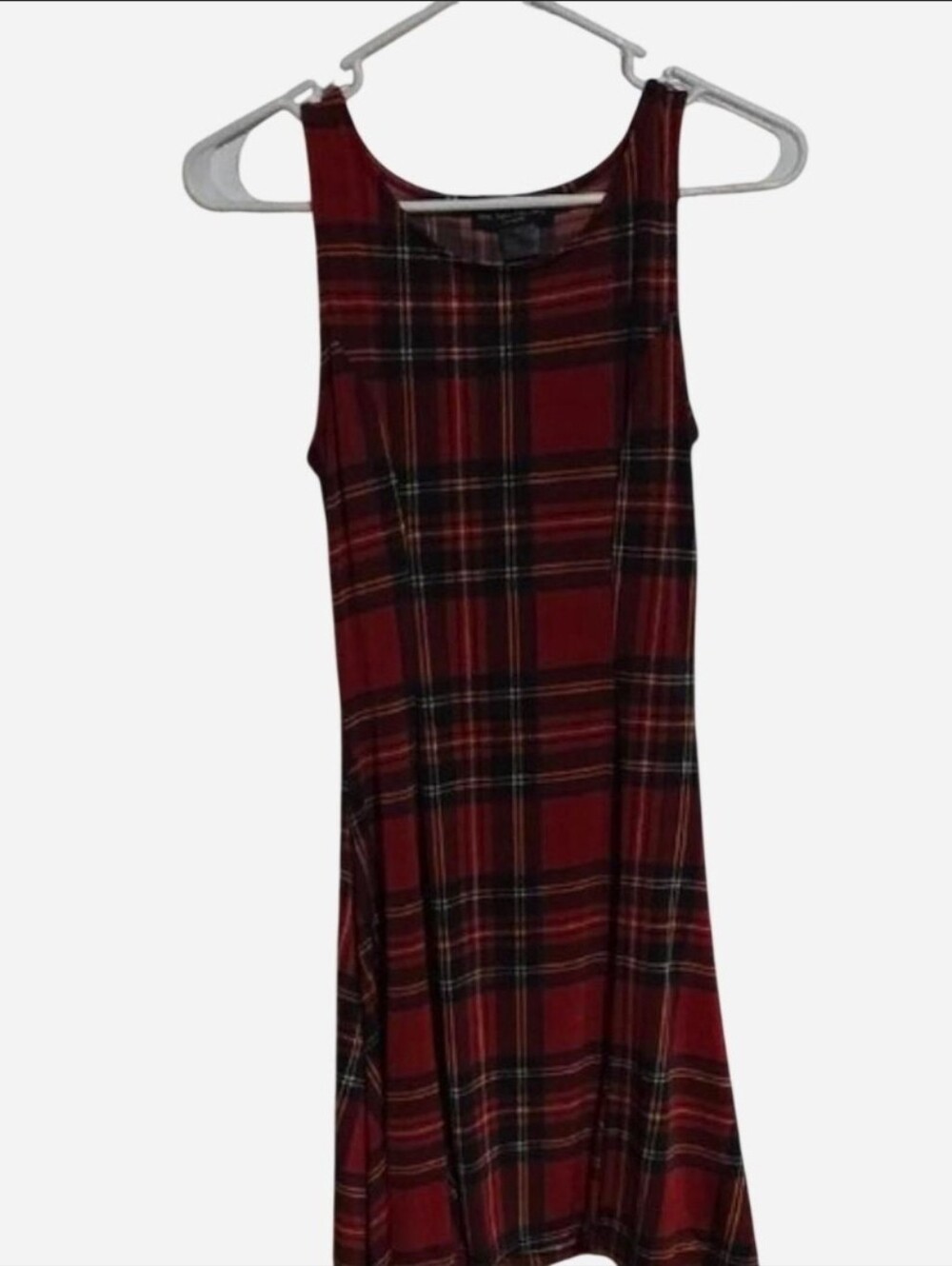 See You Monday Red Plaid Sleeveless Mini Dress